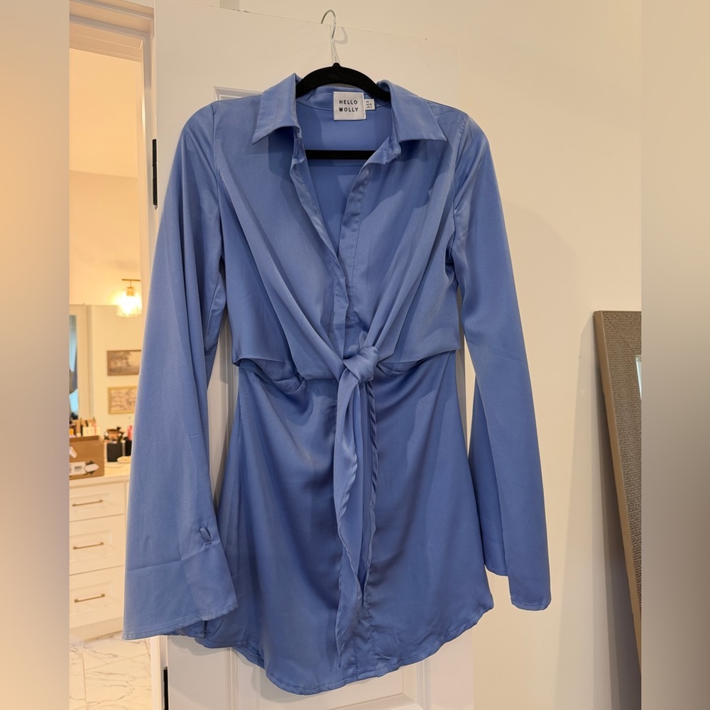Hello Molly Periwinkle Tie-Front dress